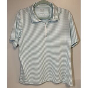 Kate Lord Performance Shirt Women‎ XL Blue Striped Stretch Golf Polo Workout